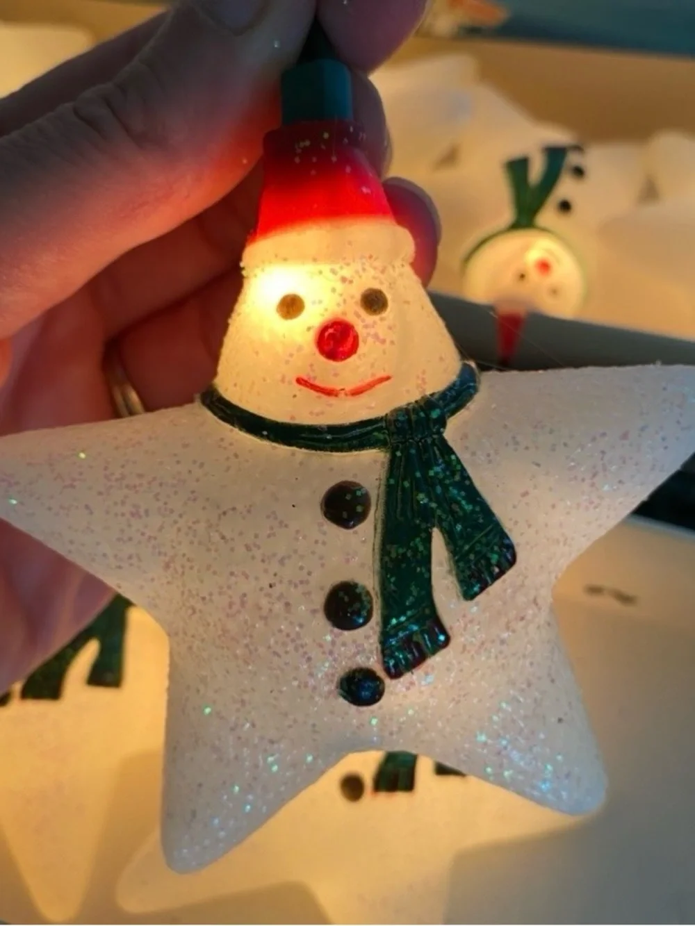 Vintage Snowman Star Blow Mold String Lights 10 Lights Kurt Adler Tested Works